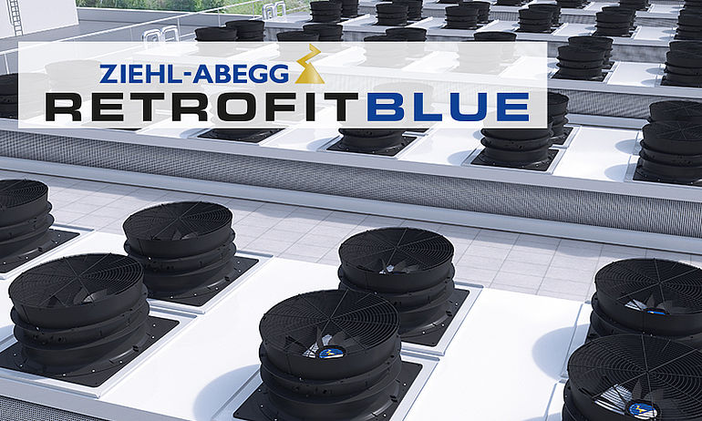teaser retrofit many black axial fans from ZIEHL-ABEGG on a roof