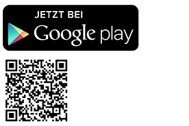 "Jetzt bei Google play" & QR-Code zum Abscannen