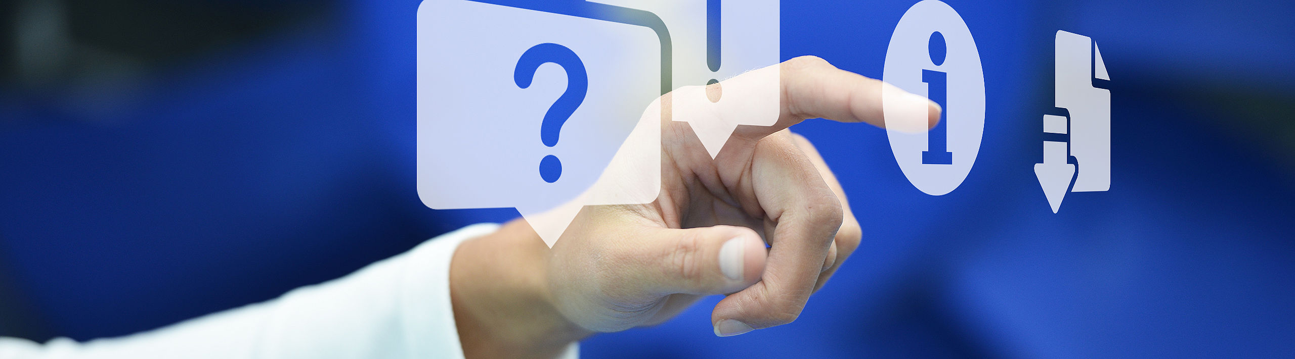 Service_Header Hand taps virtual icons with blue axial fan in the background