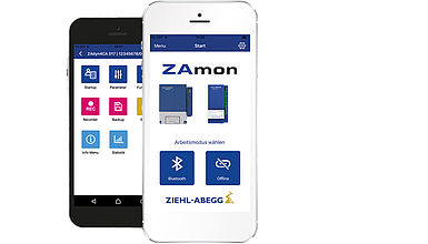 ZAmon Mobile ZAmon Mobile auf zwei Smartphones (Startseite & Kategorien)