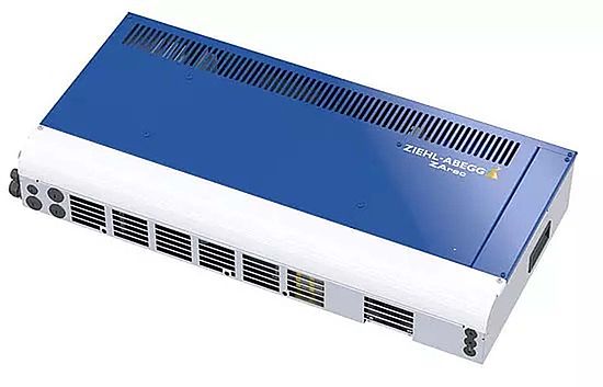 blue ZIEHL-ABEGG power feedback unit ZArec4C 013 horizontal 45 degrees rotated