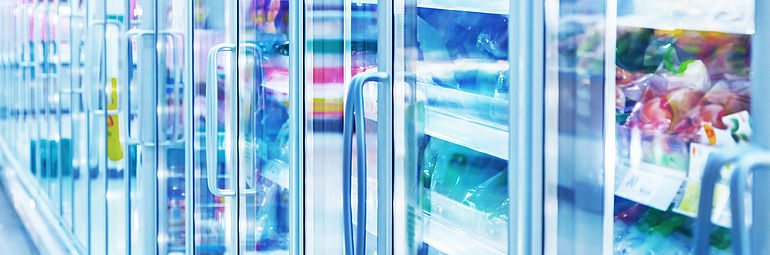 Detail view cooling furniture in a Supermarket