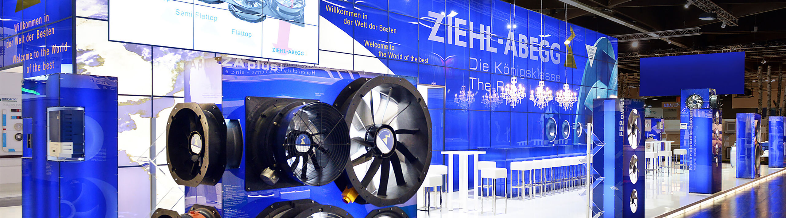 trade fairs and events ZIEHL-ABEGG blue booth with fans