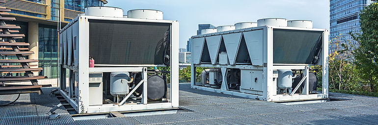 chiller side by side on a roof