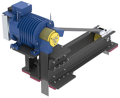 ZAframe MK4850A Frame for plastic-coated ropes with ZIEHL-ABEGG elevator machine