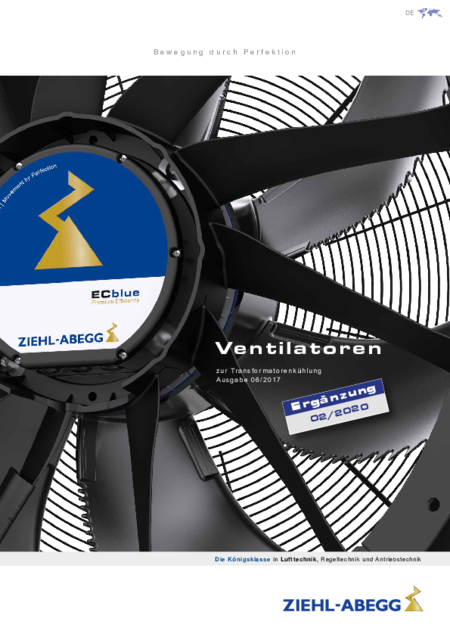 Katalog | Ergänzung Katalog Ventilatoren zur Transformatorenkühlung