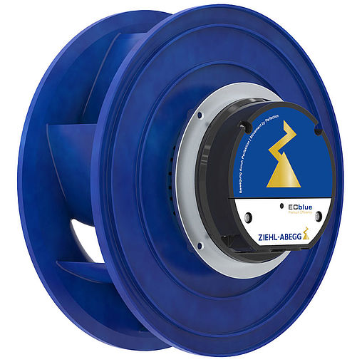 Cpro mit ZIEHL-ABEGG EC Motor blauer Radialventilator mit eingebautem Motor + ZIEHL-ABEGG Logo