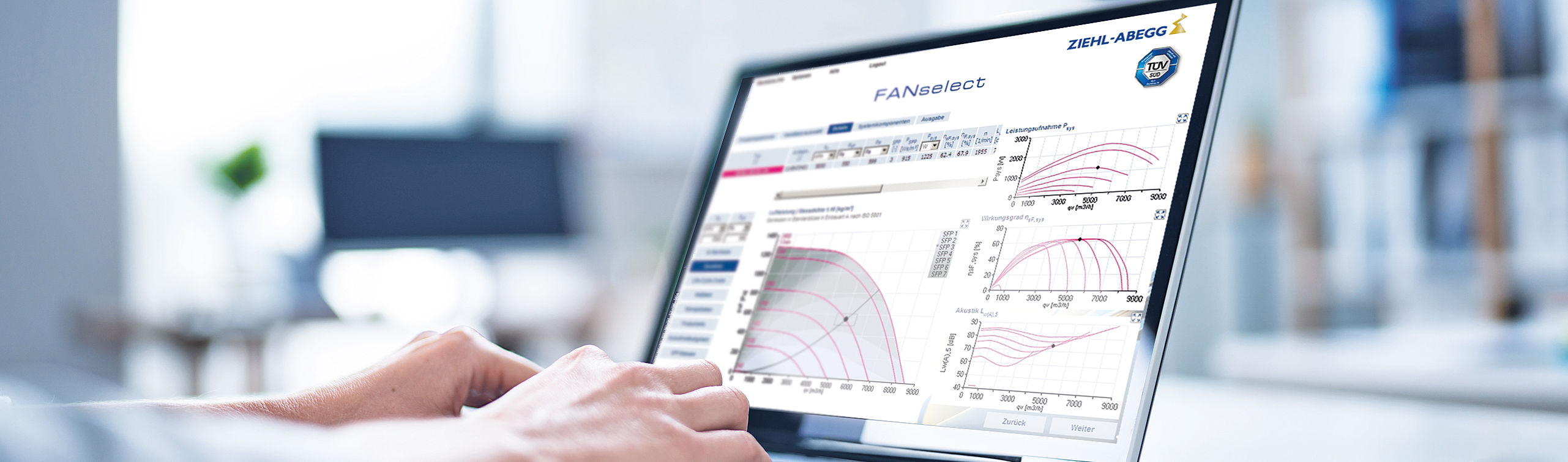 Laptop with FANselect selection software for fans