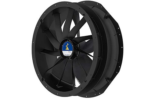 Schwarzer Ventilator ZAplus mit ECblue Motor