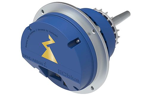 ECblue-MK090-6IN.05.R ECblue Motor in blau mit ZIEHL-ABEGG Logo