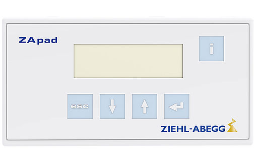 ZApad operating terminal front ZIEHL-ABEGG control technology system components