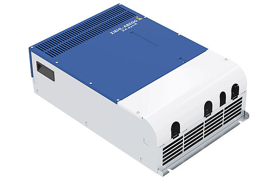 blue ZIEHL-ABEGG frequency inverter ZAdyn4C 040-074 horizontal 45 degrees rotated