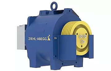 Aufzugsantrieb ZAtop SM190 Blauer ZIEHL-ABEGG Aufzugsantrieb ZAtop SM190 schräg