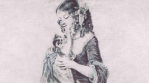 Drawing Emil Ziehl girl with cat