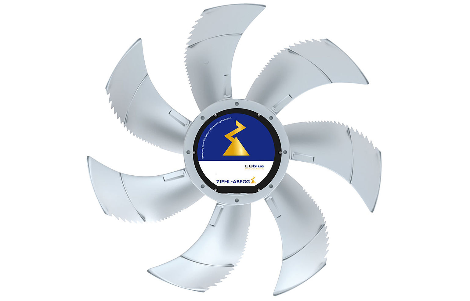 biomimetically designed axial fan FE2owlet from ZIEHL-ABEGG with ECblue motor front view