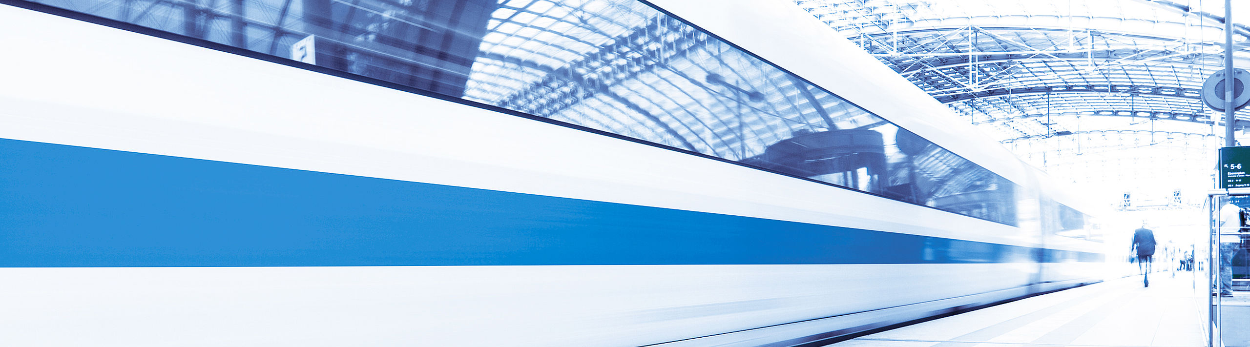 Deutsche Bahn ICE in railroad station in blue design