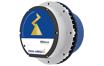 Lufttechnik ECblue EC 152 Lufttechnik Hocheffizienzmotor ECblue EC 152 Frontansicht 45 Grad nach links gedreht