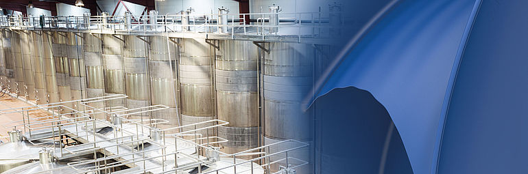 05-beverages big tanks for beverage production next to detail view centrifugal fan ZAbluefin