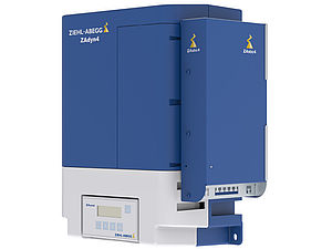 blue electronic brake control ZAsbc4 from ZIEHL-ABEGG front vertical 45 degrees rotated
