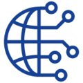 Icon Netzwerk Icon mit halbem Weltnetz & Punkten an de einzelnen Linien