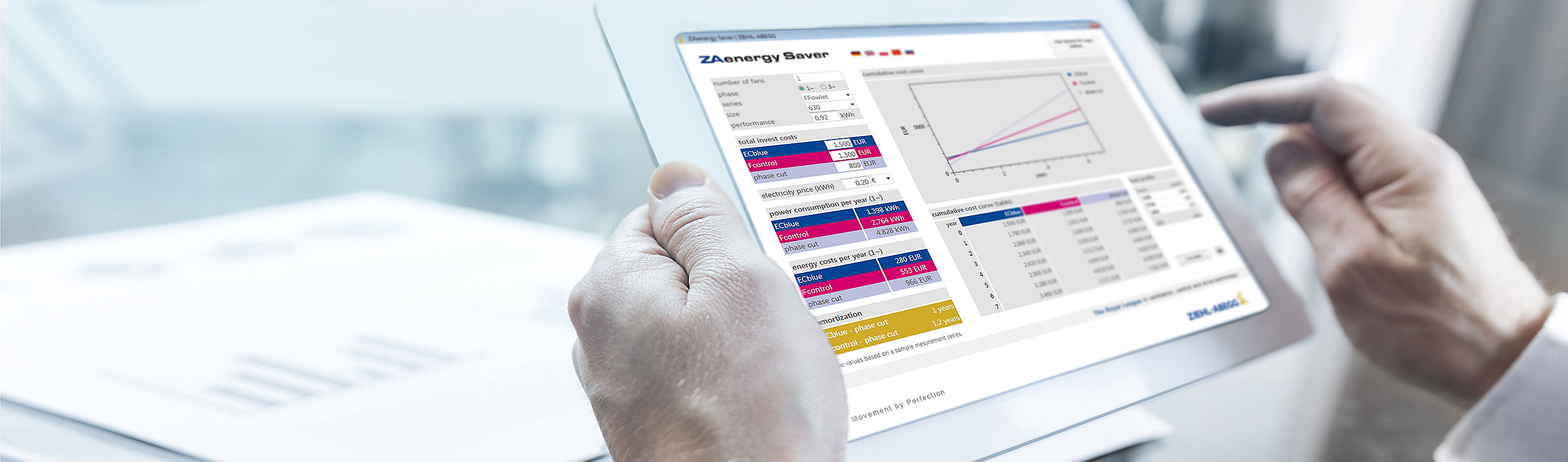 Software ZAenergy Tablet PC with running software "ZAenergy Saver"