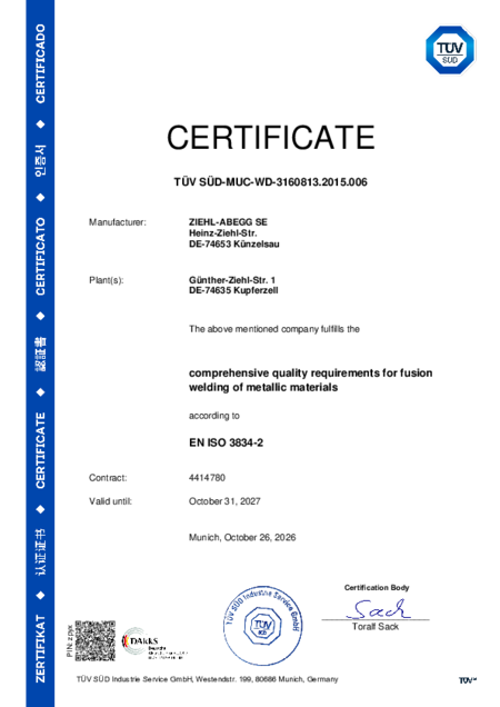 Certificate | DIN EN ISO 3834-2