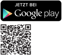 ZAmon QR-Code für Google Play Store Text "Jetzt bei Google play" & QR-Code zum Abscannen