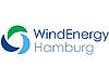 WindEnergy Hamburg Kreis mit 3 Elementen blau & grün, Text "WindEnergy Hamburg"