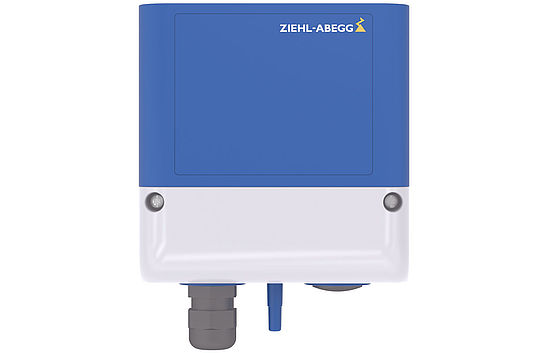 control technology ventilation systems Differential-pressure sensor Differential-pressure sensor with blue housing frontal view