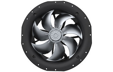 biomimetically designed axial fan with ZAplus housing and AC motor frontal view