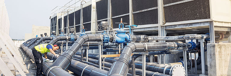 1-cooling-towers industrial cooling system on a roof
