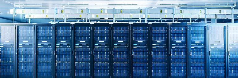 IT datacenter server in a row