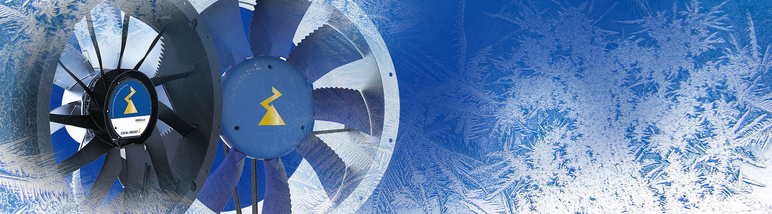 two axial fans FE2owlet with ZAplus and MAXventowlet with blue background