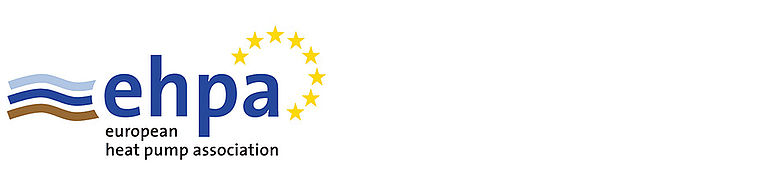 ehpa Logo 3 Wellenlinien & Sterne, Text "ehpa european heatpump association"