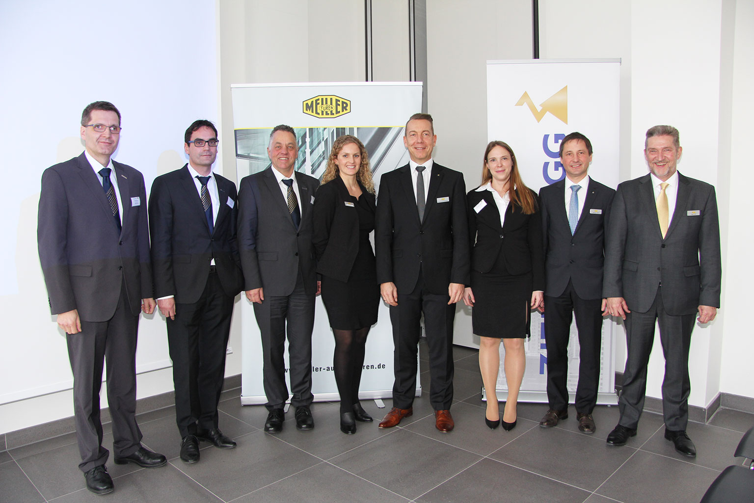 The speakers at the Competence Day in Munich (from the left): Michael Hase, Thomas Florian, Dieter Rieger, Sarah Reisse, Markus Strohschneider, Eva Adam, Wolfgang Weiss and Peter Will.