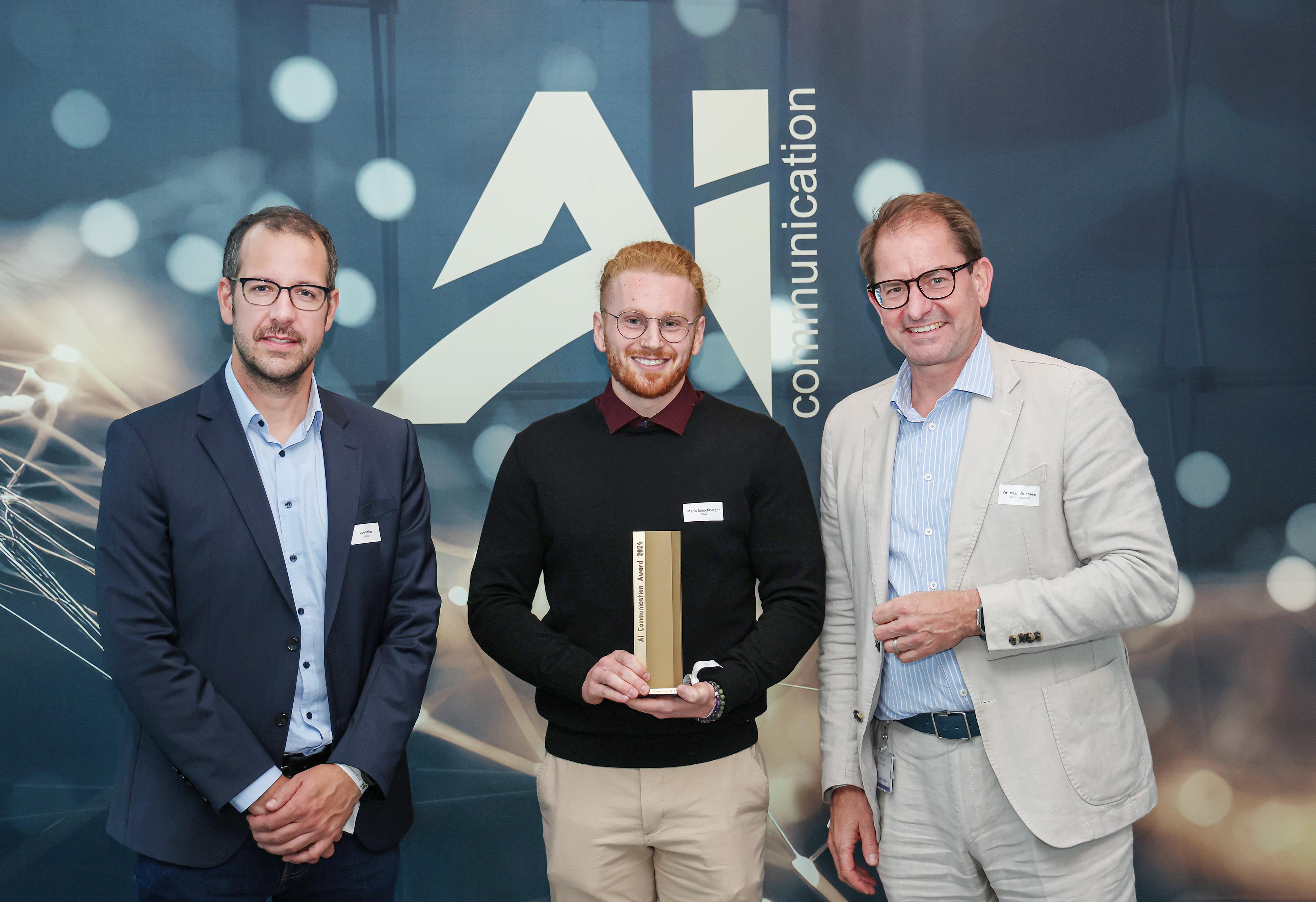 Johannes Keller, Mario Mirschberger with the award, Dr. Marc Wucherer