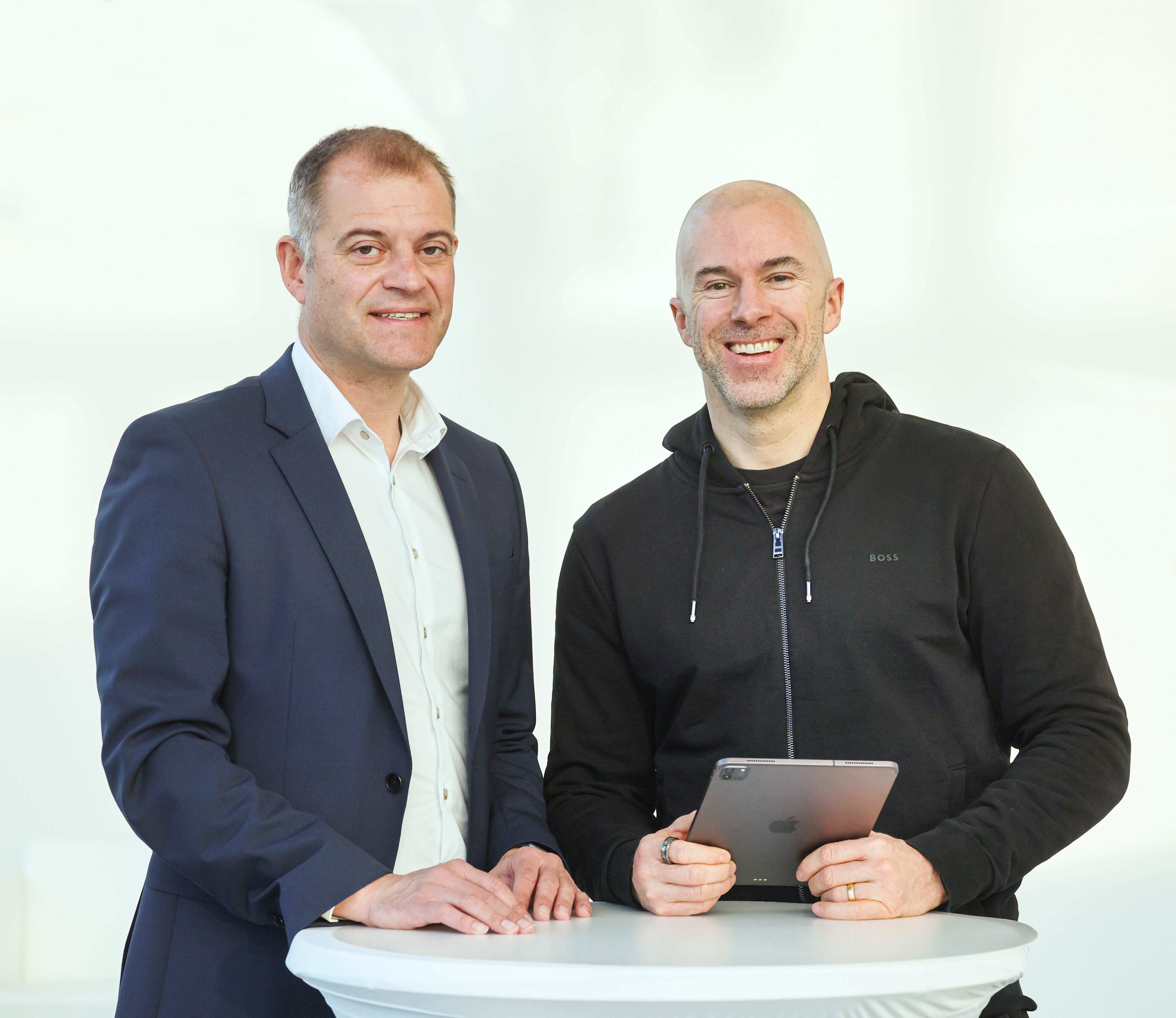 Chief Executive Officer Joachim Ley (left) and social media expert Felix Beilharz