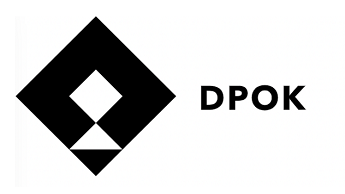DPOK Schwarze Raute mit durchsichtiger Raute & Dreieck, Text "DPOK"