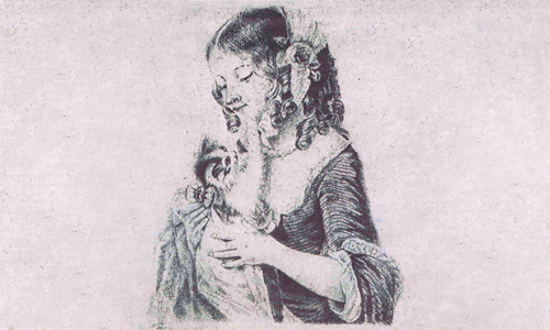 Emil Ziehl drawing girl with cat