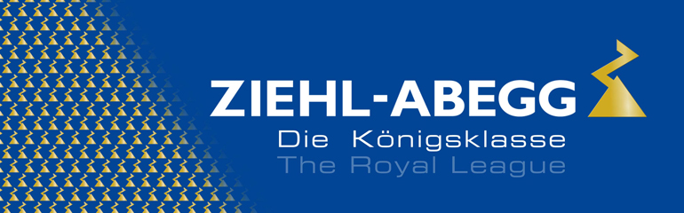 ZIEHL-ABEGG teaser the royal league ZIEL-ABEGG Logo with blue background and lettering Die Königsklasse the royal league