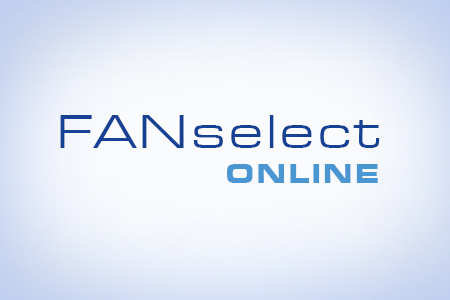 Hellblauer Hintergrund mit Text "FANselect ONLINE"