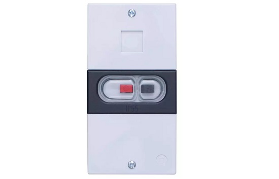 control technology ventilation systems Motor contactor control technology ventilation systems motor contactor module housing with red and black button frontal view