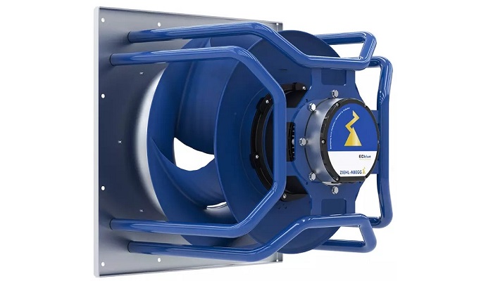 blauer Radialventilator ZAbluefin mit ECblue Motor & 8-füßiger Spinne